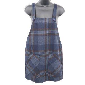 Sky And Sparrow Plaid Pinafore Dress Womens S Navy Dark Academia Preppy Grunge